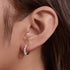 Round C-shaped diamond studded zircon earrings - MOWTE