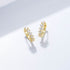 Round C-shaped diamond studded zircon earrings - MOWTE
