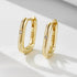 Geometric smooth oval U-shaped pure silver earrings - MOWTE