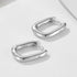 Geometric smooth oval U-shaped pure silver earrings - MOWTE