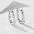 Geometric smooth oval U-shaped pure silver earrings - MOWTE
