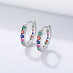 S925 sterling silver colored zircon earrings with ear loops for women - MOWTE