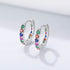 S925 sterling silver colored zircon earrings with ear loops for women - MOWTE