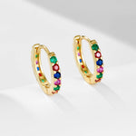 S925 sterling silver colored zircon earrings with ear loops for women - MOWTE