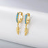S925 pure silver turquoise feather ear clip earrings for women - MOWTE