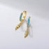 S925 pure silver turquoise feather ear clip earrings for women - MOWTE