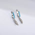 S925 pure silver turquoise feather ear clip earrings for women - MOWTE