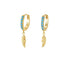S925 pure silver turquoise feather ear clip earrings for women - MOWTE