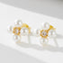 S925 pure silver small fresh diamond inlaid pearl zircon four leaf combination earrings - MOWTE