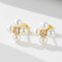 S925 pure silver small fresh diamond inlaid pearl zircon four leaf combination earrings - MOWTE
