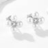 S925 pure silver small fresh diamond inlaid pearl zircon four leaf combination earrings - MOWTE