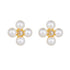 S925 pure silver small fresh diamond inlaid pearl zircon four leaf combination earrings - MOWTE