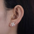S925 pure silver small fresh diamond inlaid pearl zircon four leaf combination earrings - MOWTE