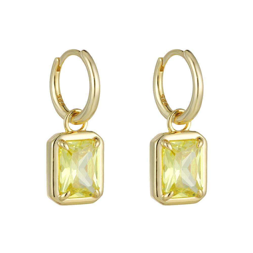 Light Luxury Zircon Inlaid Square Pendant Earrings - MOWTE