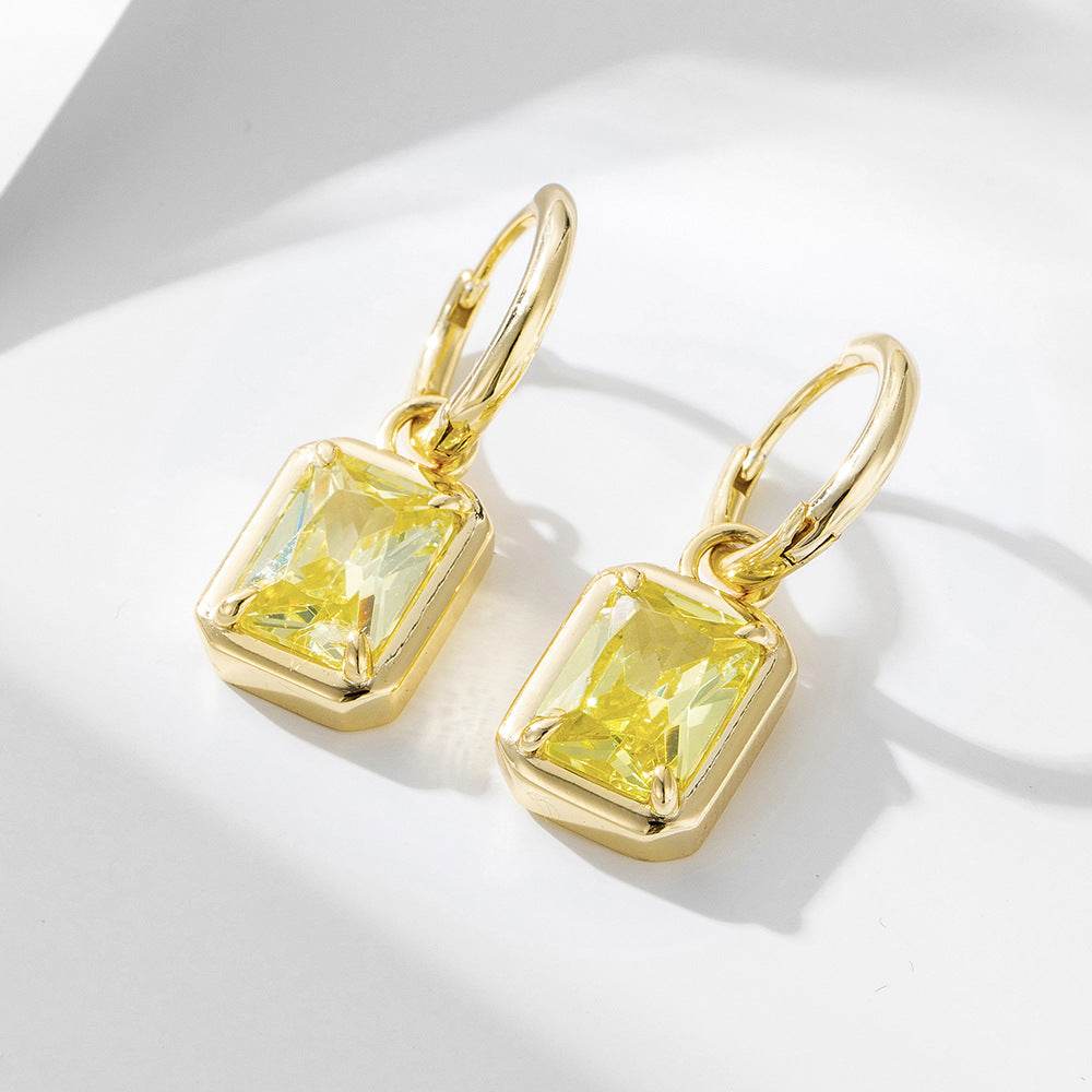 Light Luxury Zircon Inlaid Square Pendant Earrings - MOWTE