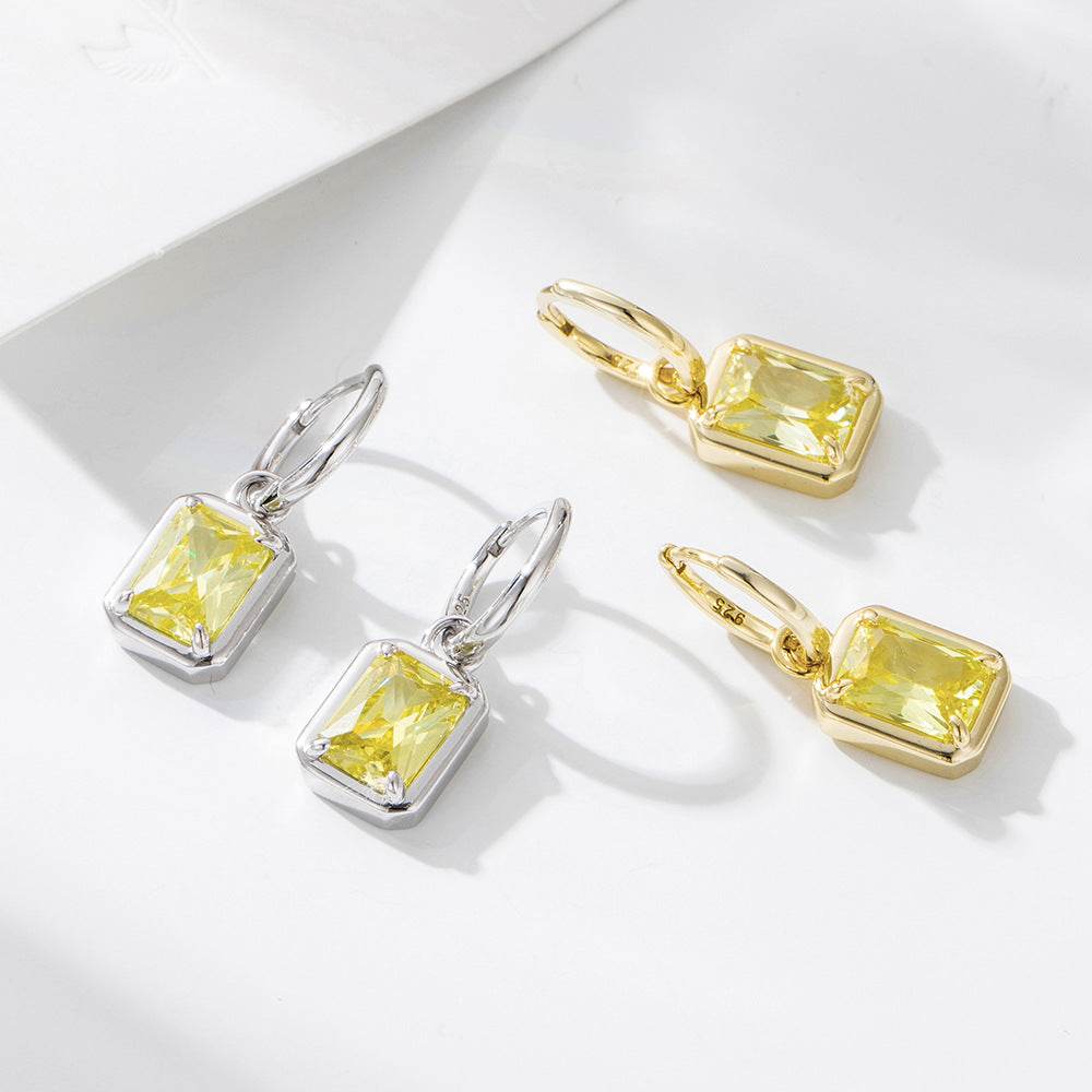 Light Luxury Zircon Inlaid Square Pendant Earrings - MOWTE