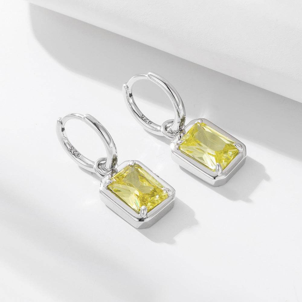 Light Luxury Zircon Inlaid Square Pendant Earrings - MOWTE