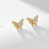 S925 pure silver full diamond butterfly earrings for women - MOWTE