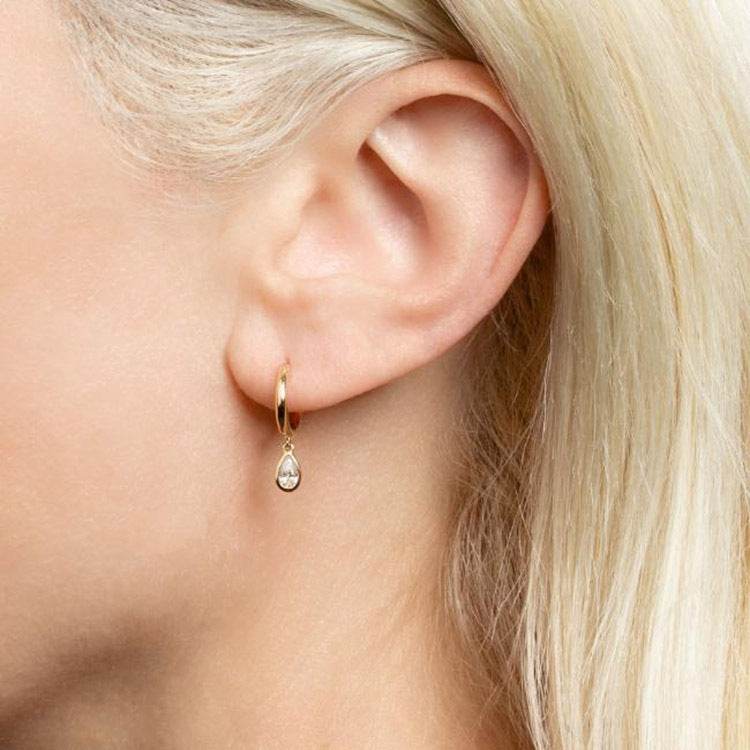 Earring set s925 pure silver chain earrings C-shaped ear buckle water drop zircon earrings - MOWTE