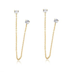 Earring set s925 pure silver chain earrings C-shaped ear buckle water drop zircon earrings - MOWTE