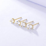 Earring set s925 pure silver chain earrings C-shaped ear buckle water drop zircon earrings - MOWTE