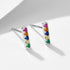 S925 pure silver one-piece micro inlaid colorful zircon versatile square earrings - MOWTE