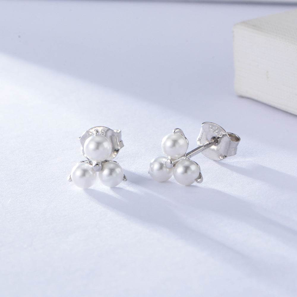 S925 sterling silver pearl earrings - MOWTE