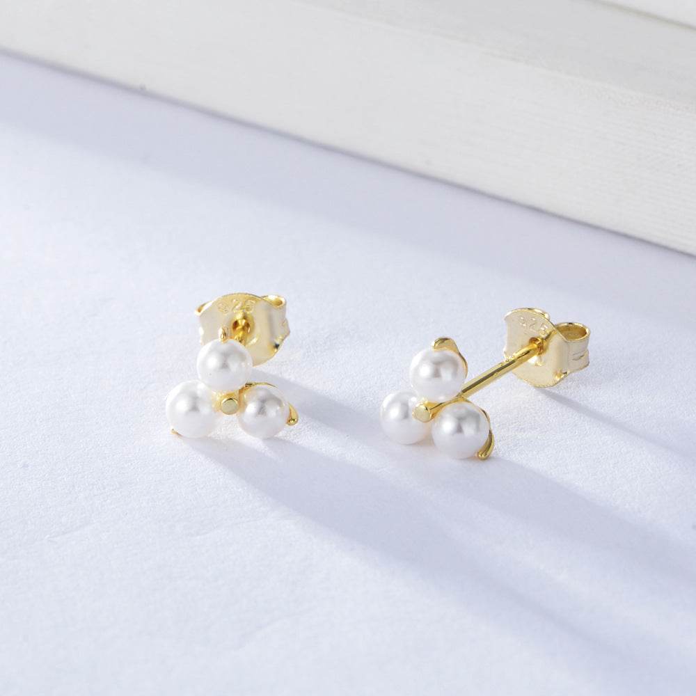 S925 sterling silver pearl earrings - MOWTE