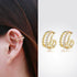 S925 pure silver geometric hollow diamond inlaid ear clip without ear hole earrings - MOWTE