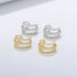 S925 pure silver geometric hollow diamond inlaid ear clip without ear hole earrings - MOWTE