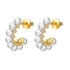 C-shaped pearl earrings with pure silver earrings and simple earrings - MOWTE