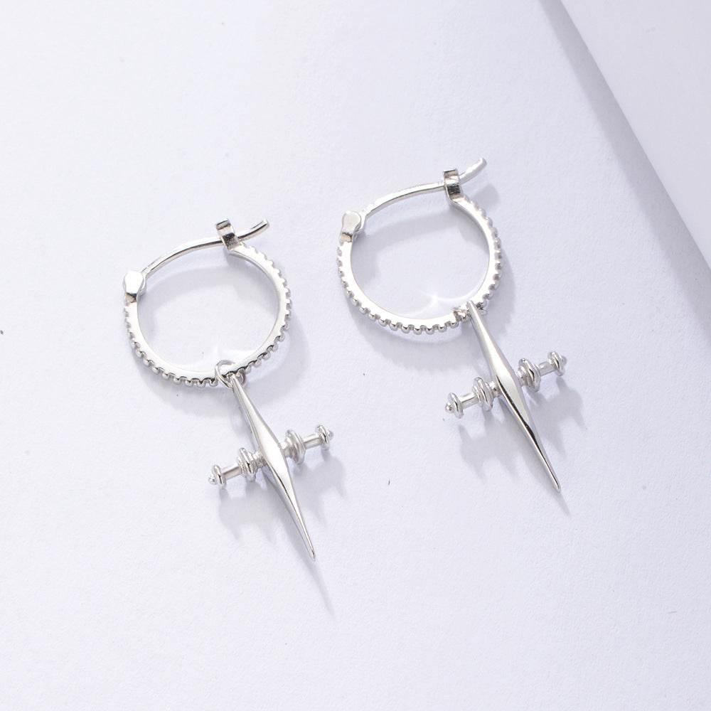 925 sterling silver ear buckle cross earrings for women - MOWTE