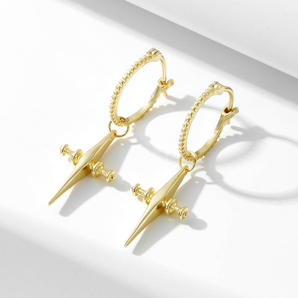 925 sterling silver ear buckle cross earrings for women - MOWTE