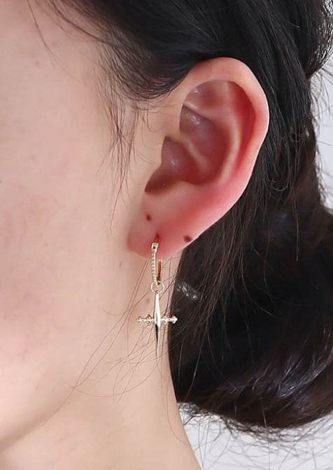 925 sterling silver ear buckle cross earrings for women - MOWTE