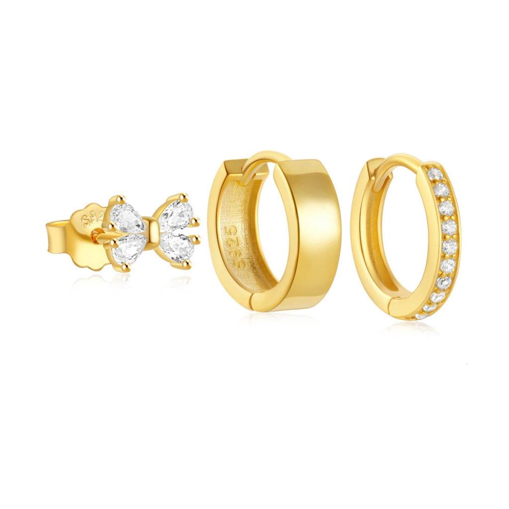 S925 sterling silver daily outfit with irregular diamond studded earrings set - MOWTE