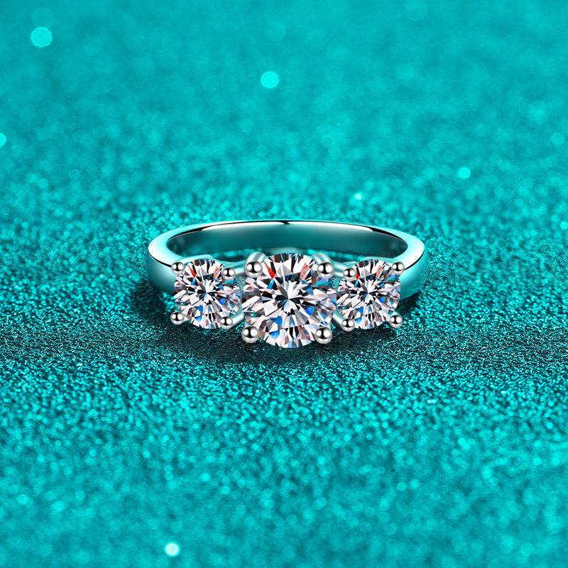 925 sterling silver ring women's moissanite plated pt950 gold wedding ring - MOWTE