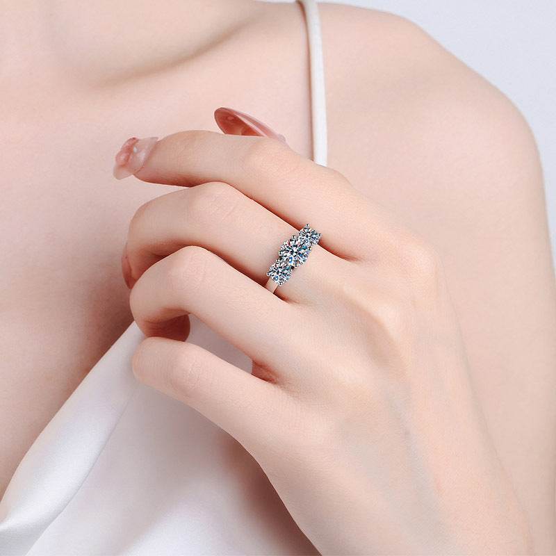 925 sterling silver ring women's moissanite plated pt950 gold wedding ring - MOWTE