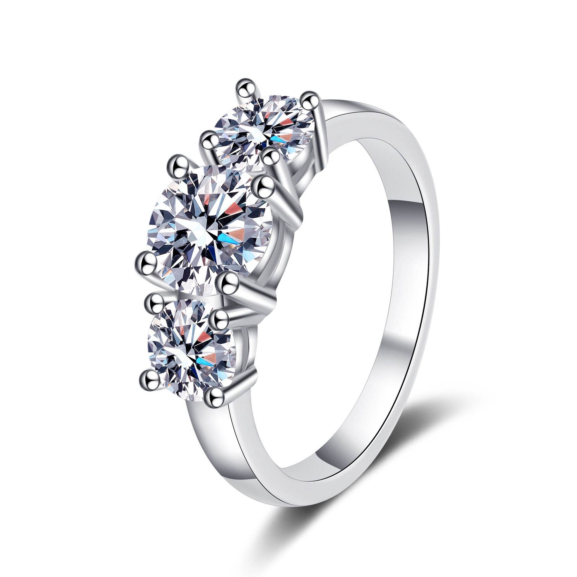 925 sterling silver ring women's moissanite plated pt950 gold wedding ring - MOWTE