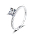 925 sterling silver women's micro set four claw 1 carat princess square moissanite ring - MOWTE