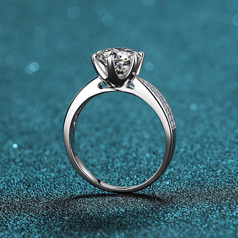 925 sterling silver ring 1-carat moissanite ring six claw ring Starlight Queen moissanite ring - MOWTE