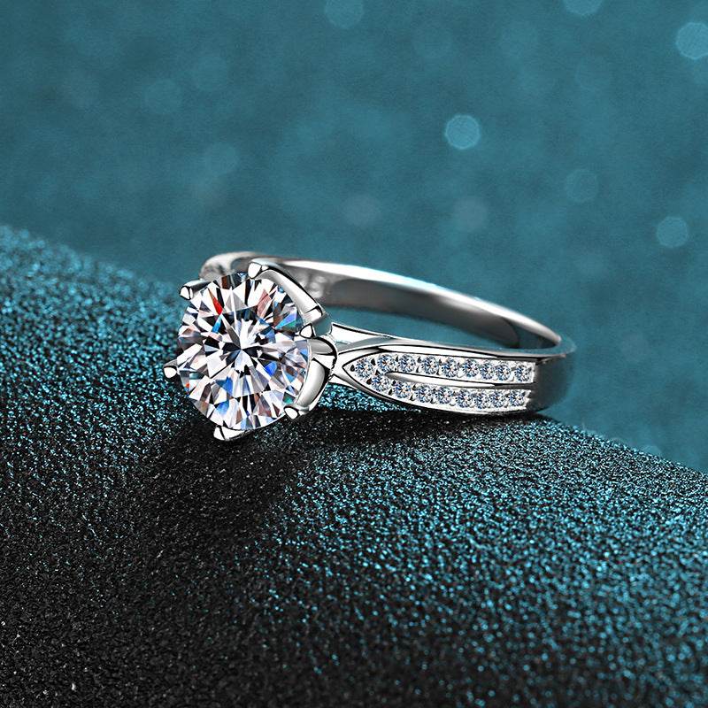 925 sterling silver ring 1-carat moissanite ring six claw ring Starlight Queen moissanite ring - MOWTE