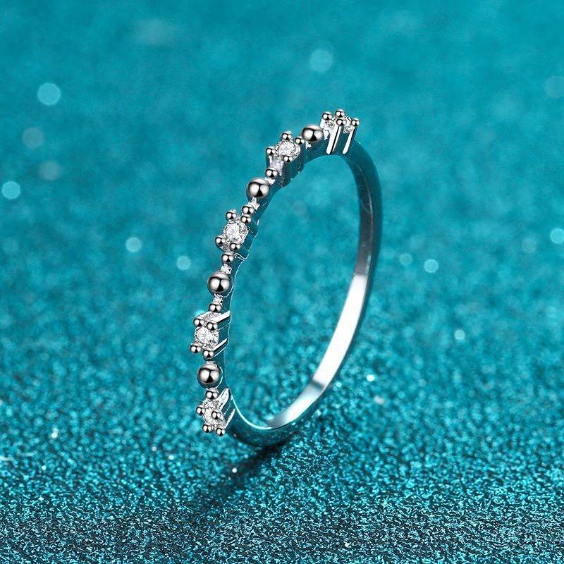 925 Sterling Silver Pt950 Platinum Plated Women's Moissanite Eternity Wedding Ring - MOWTE