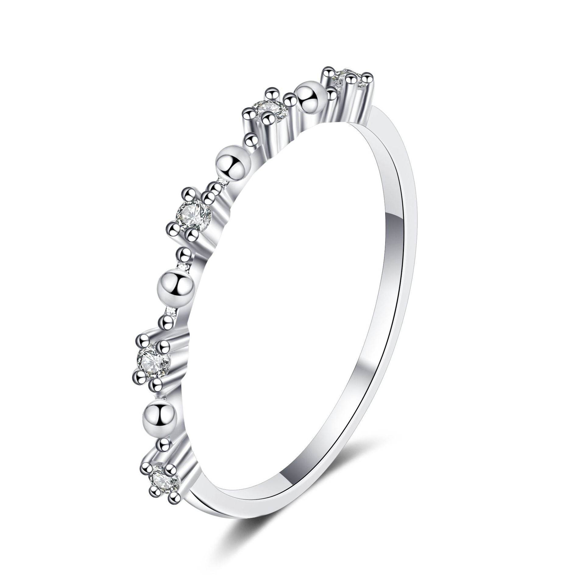 925 Sterling Silver Pt950 Platinum Plated Women's Moissanite Eternity Wedding Ring - MOWTE