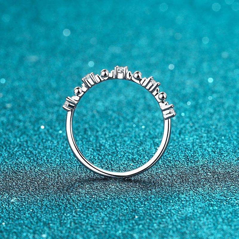 925 Sterling Silver Pt950 Platinum Plated Women's Moissanite Eternity Wedding Ring - MOWTE