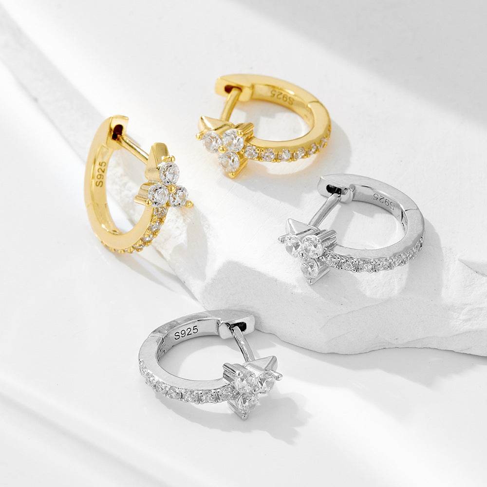925 sterling silver geometric earrings with diamond studded buckles and exquisite earrings - MOWTE