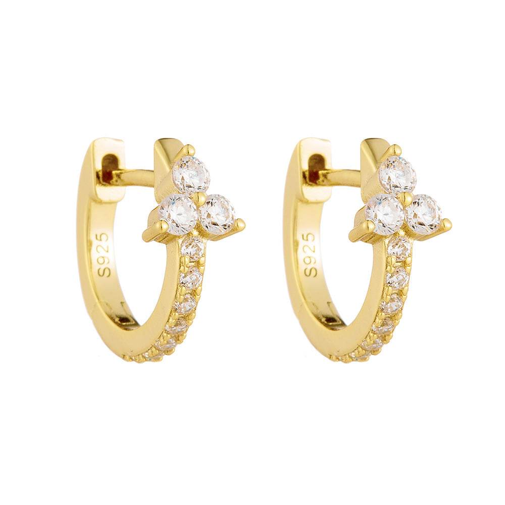 925 sterling silver geometric earrings with diamond studded buckles and exquisite earrings - MOWTE