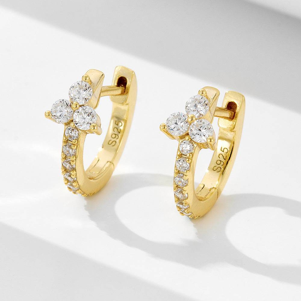 925 sterling silver geometric earrings with diamond studded buckles and exquisite earrings - MOWTE