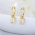 925 sterling silver geometric square zircon earrings - MOWTE