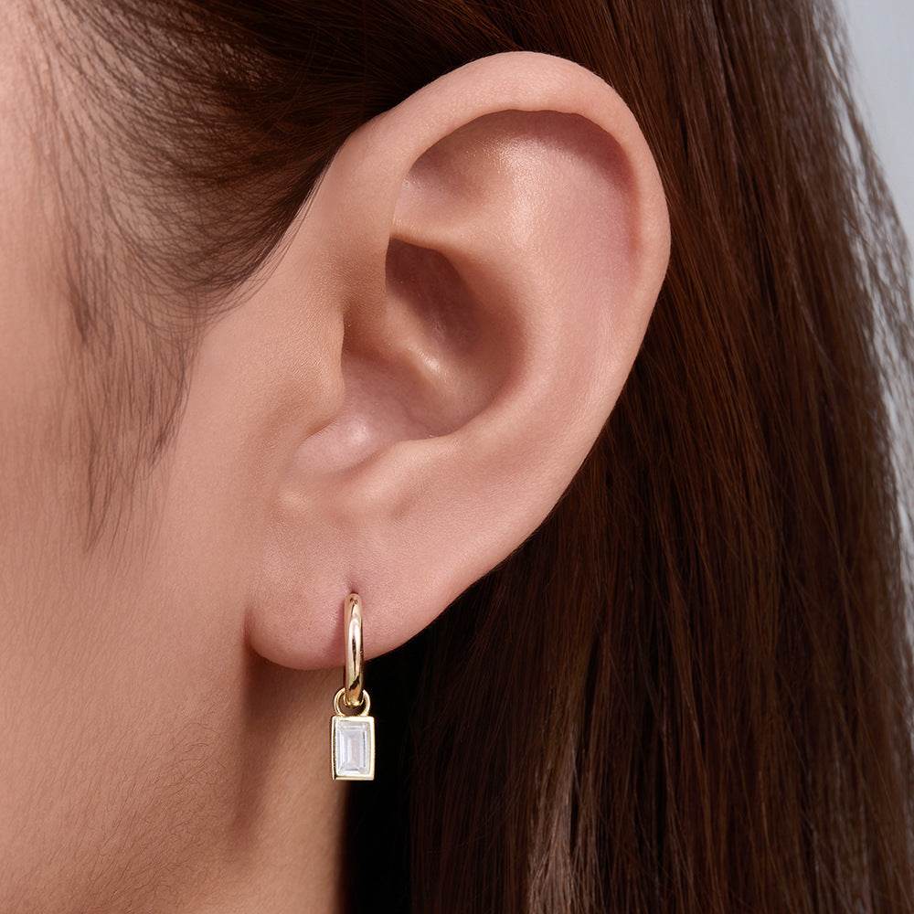 925 sterling silver geometric square zircon earrings - MOWTE