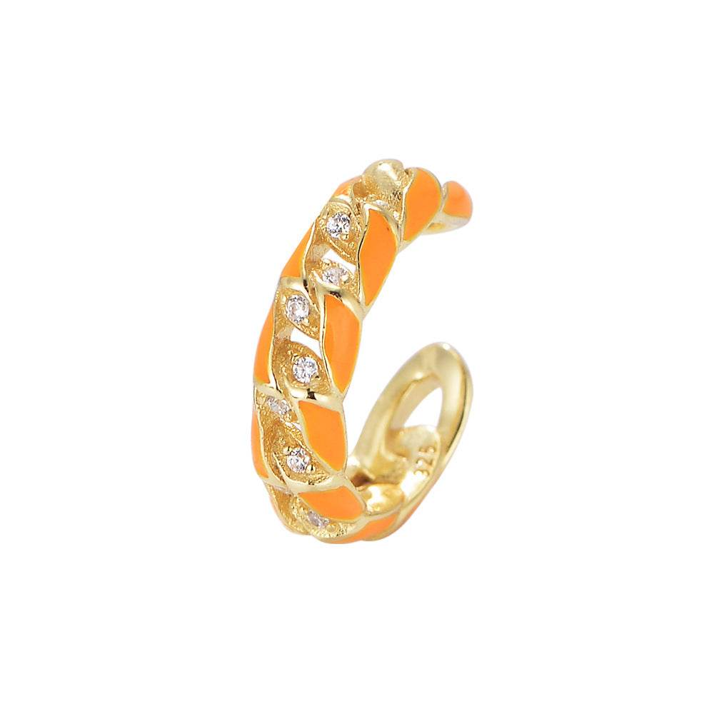 S925 pure silver drop glue hollow diamond inlaid earrings with ear bone clip without ear hole - MOWTE